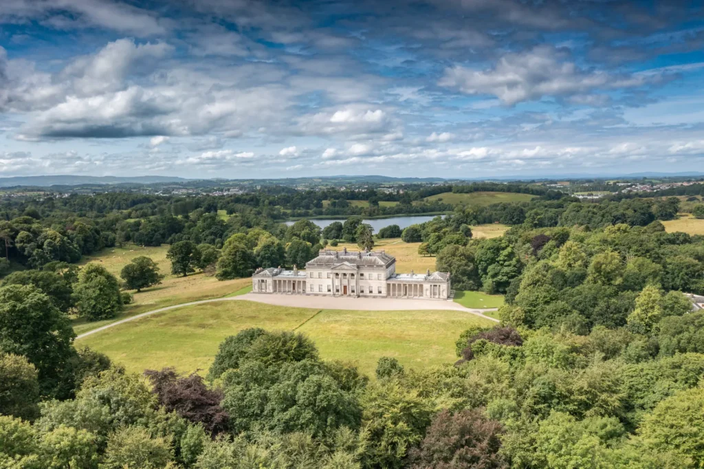 Aerial view of Castle Coole National Trust estate near Enniskillen in County Fermanagh.